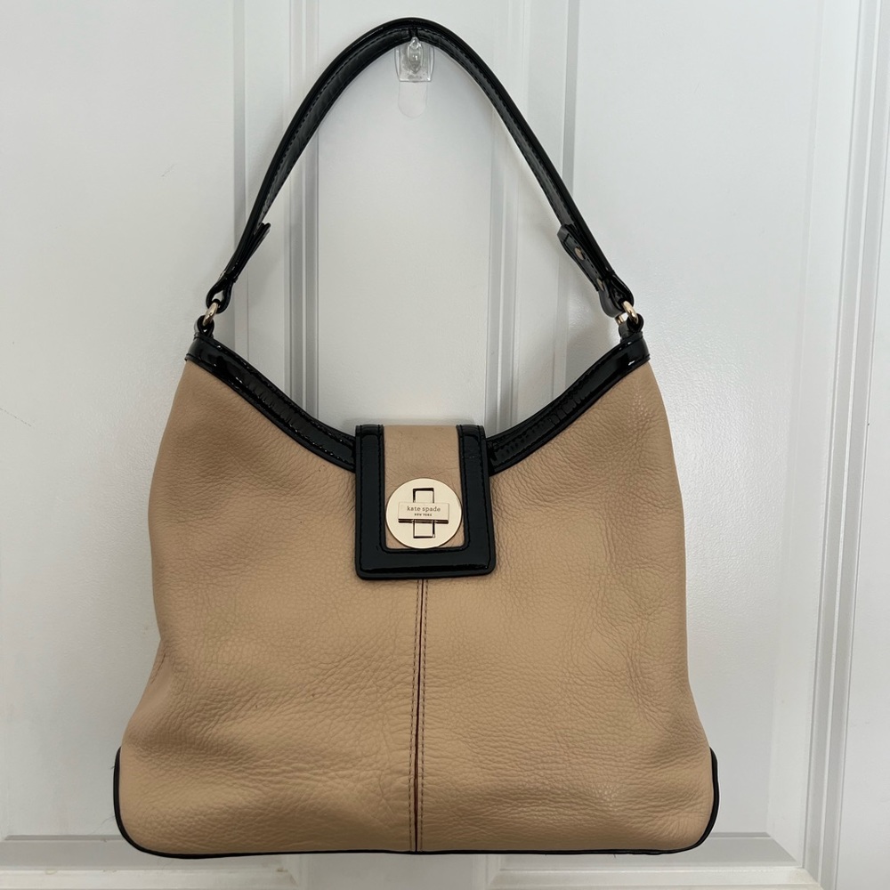 Beige and patent black Kate Spade